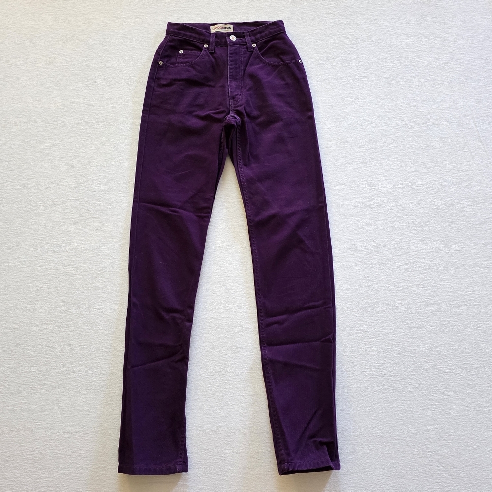 Vintage Purple Straight Leg London Jean 100% Cotton Denim Midrise Mom Jeans - Picture 2 of 10
